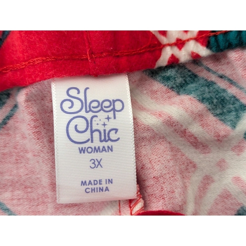Sleep Chic Pajama Pants Women's Sz 3X Bias Red Plaid Lounge Christmas PJ Bottom - Picture 2 of 13